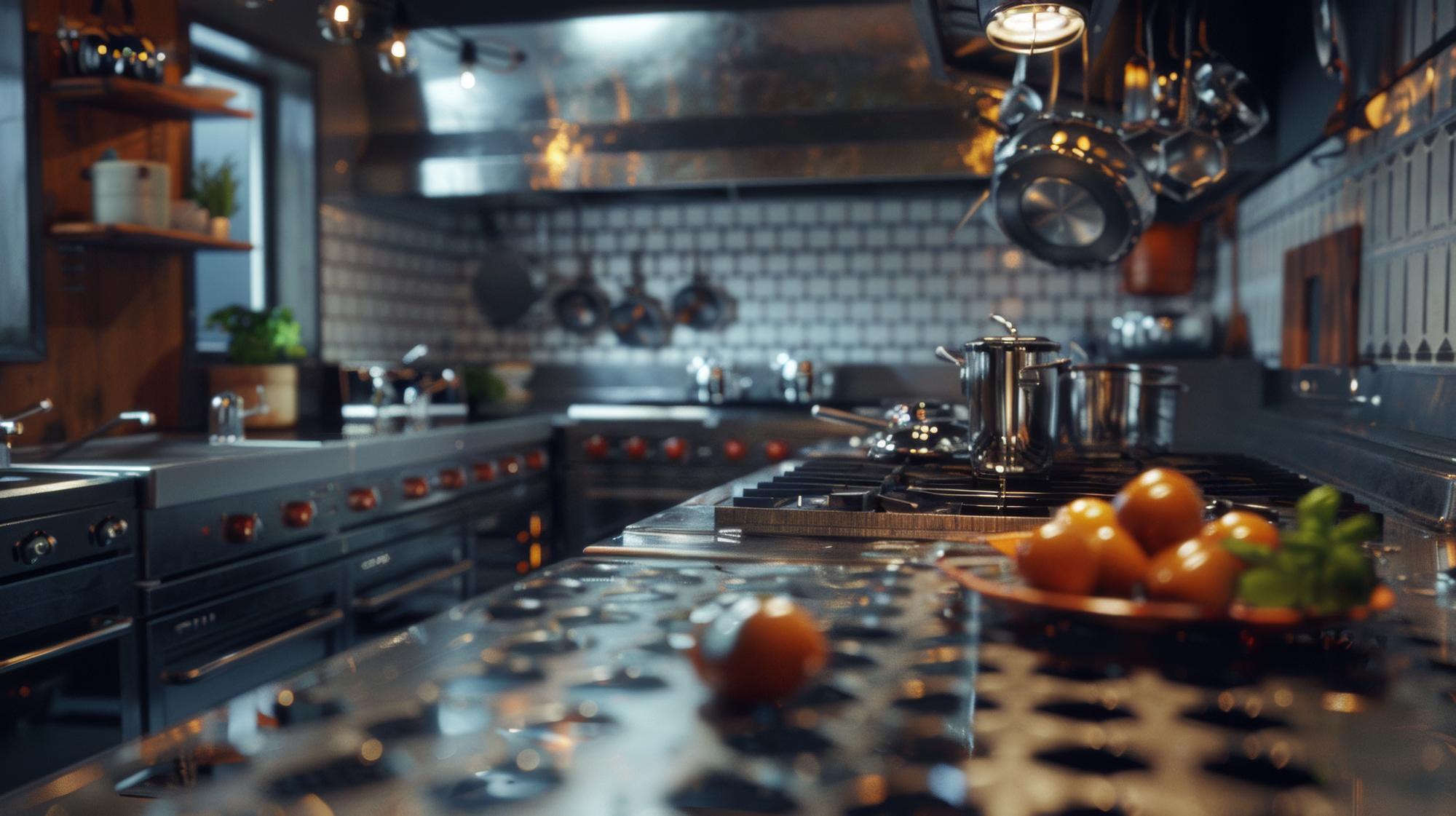 Studio di cucina professionale con attrezzatura moderna